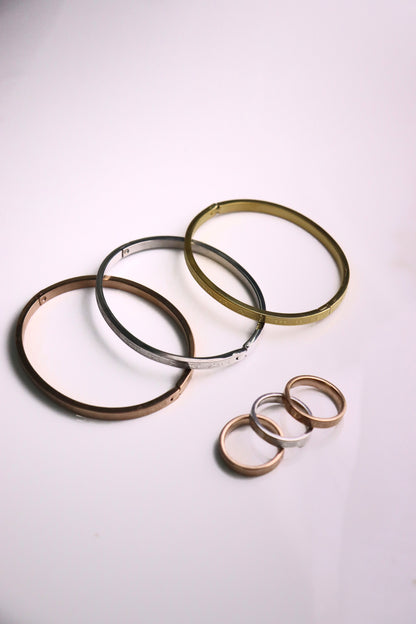 Cubic Gold silver & Rose gold bangles