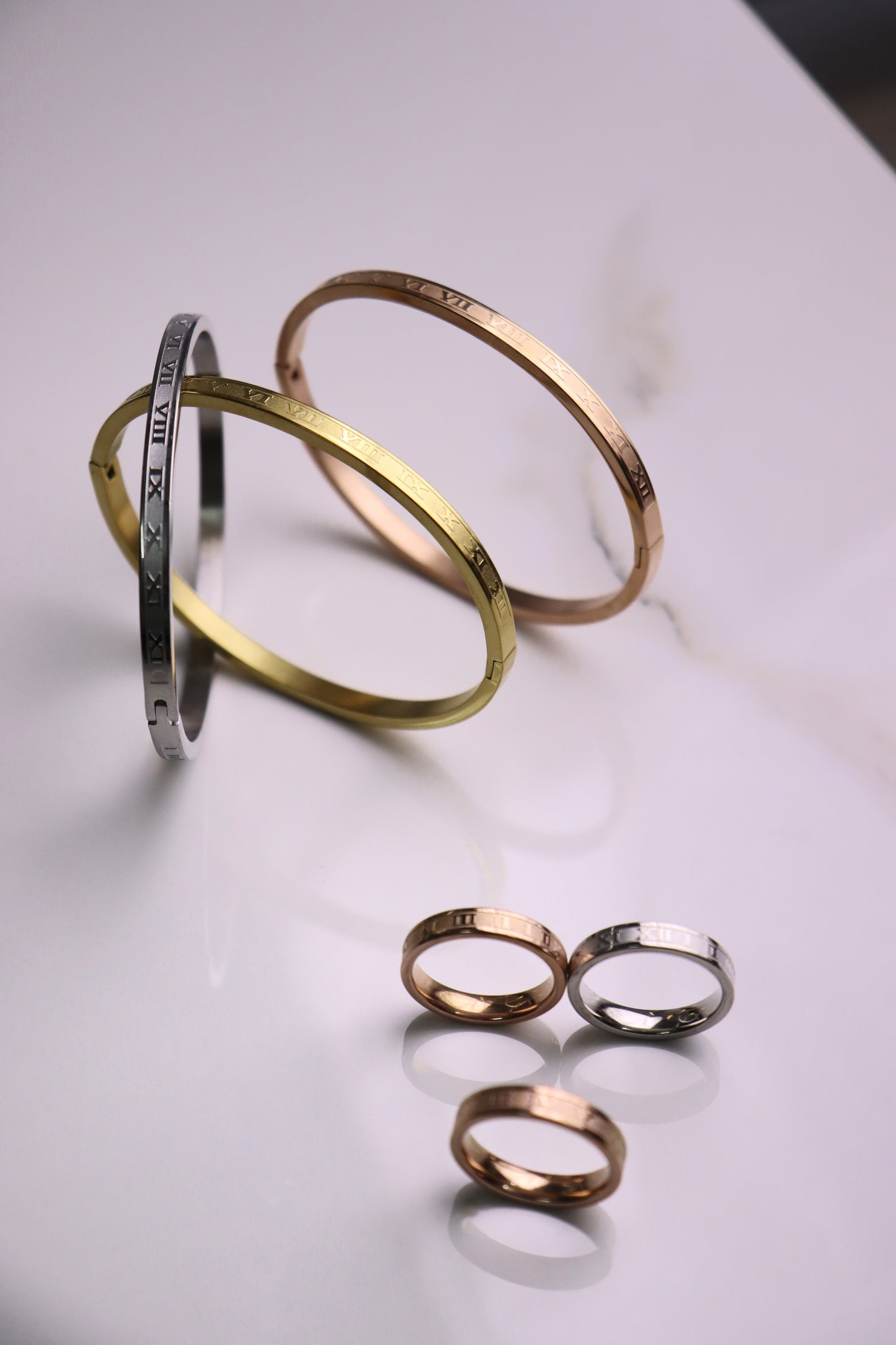 Cubic Gold silver & Rose gold bangles