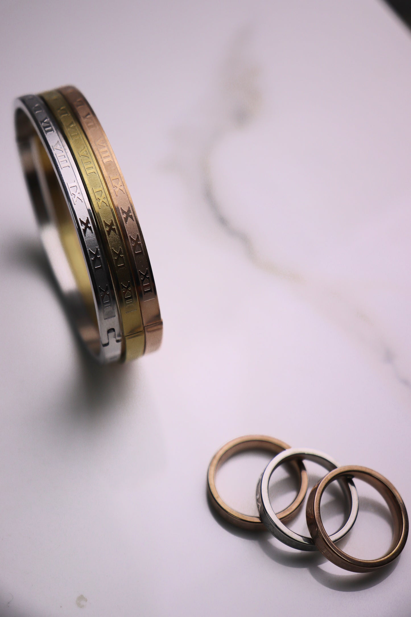 Cubic Gold silver & Rose gold bangles