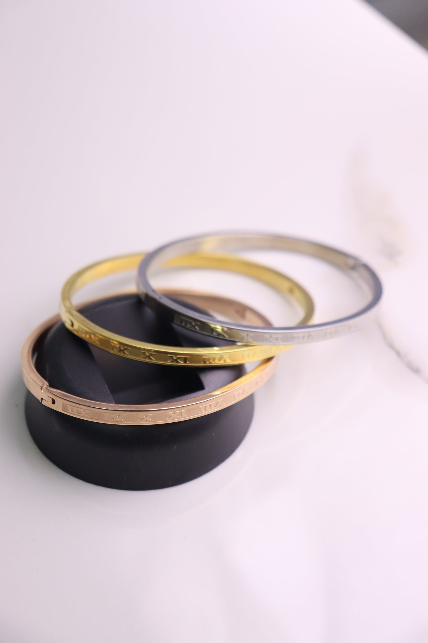 Cubic Gold silver & Rose gold bangles